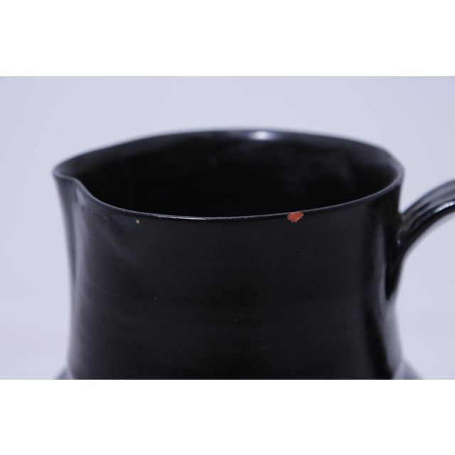 1960s Pottery Stoneware Pitcher W. Handle - Stamped For Sale - Image 10 of 15