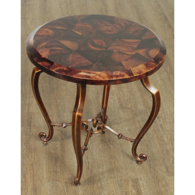 High Quality Iron Base Table Round Faux Tessellated Horn Top