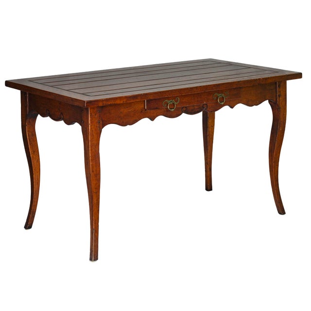 Wood Large Vintage French Style Wood Desk W/Laptop Drawer For Sale - Image 7 of 13