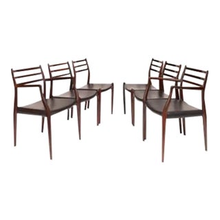 1970s Neil's Moller No 62 and 78 Rosewood Dinning Chairs. Set of 6 For Sale