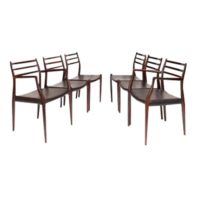 1970s Neil's Moller No 62 and 78 Rosewood Dinning Chairs. Set of 6 For Sale