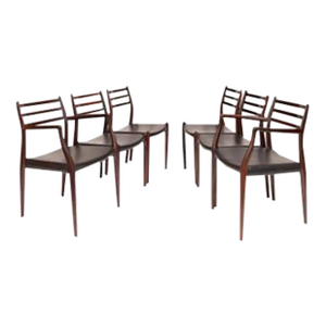 1970s Neil's Moller No 62 and 78 Rosewood Dinning Chairs. Set of 6