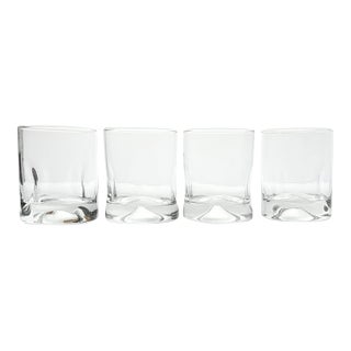 1980s Vintage 4 Dimple Indented Old Fashioned Tumbler Cocktail Glasses For Sale