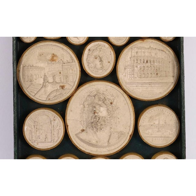 Animal Skin Antique 18th Century Grand Tour Plaster Intaglios in Leather & Marble from Pietro Bracci For Sale - Image 7 of 10