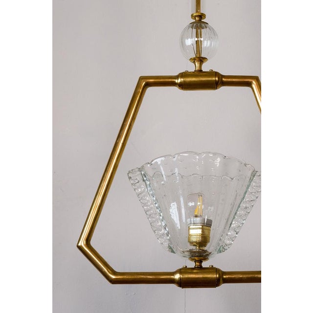 Vintage Murano Glass Pendant with Brass Frame, 1930s For Sale - Image 4 of 11