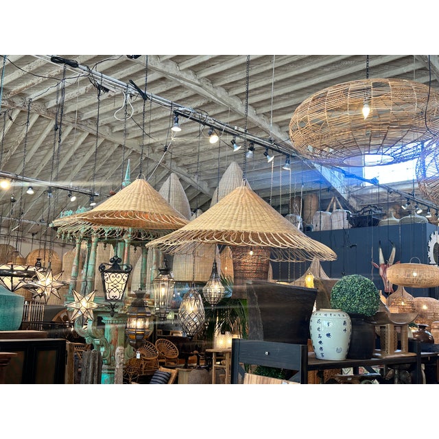 Rattan Large Loop Hat Pendant Light For Sale - Image 11 of 12