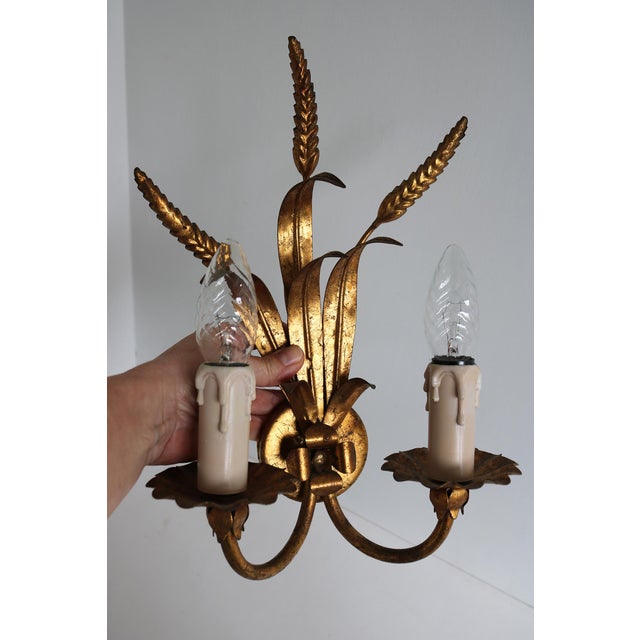 Vintage Gold-Plated Metal Chandelier and Wall Sconce Set from Hans Kögl, 1970s, Set of 2 For Sale - Image 12 of 17