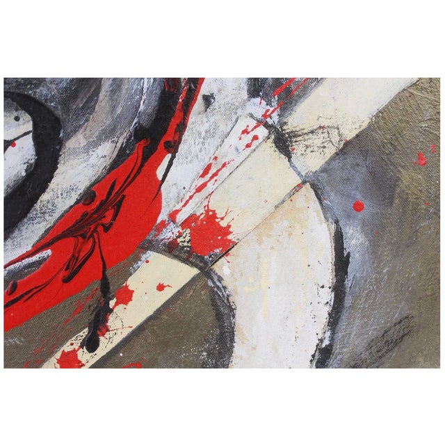 Midcentury Modern Abstract Painting, Titled Figures in Red, Framed, by Rosemarie Cherundolo, 1970s For Sale In New York - Image 6 of 8