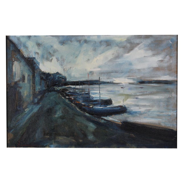 Eugeniusz Wiśniewski (* 1959 Namslau, Poland), "Fishing Boats", oil on canvas, 2011 creation, signed and dated, framed