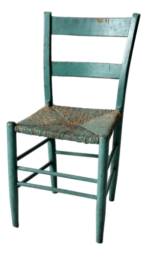 Antique American Painted Ladder Back Rush Seat Chair