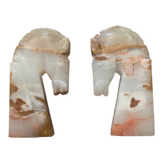 Vintage Onyx Horse Head Bookends - a Pair For Sale