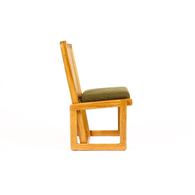 Vintage Mid Century 70’s Chunky White Oak Dining Set — Glenn of California — Table + 6 Chairs For Sale - Image 13 of 17