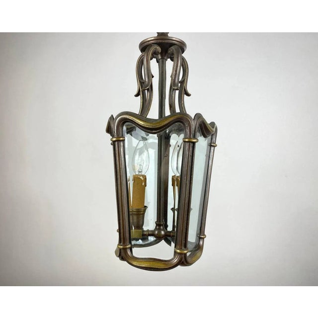 French Lantern in Bronze and Glass, 1960s For Sale - Image 3 of 7