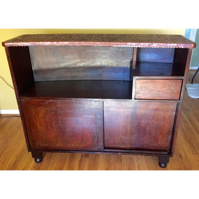 Hand Tooled Leather Bar With Intricate Floral Design, Made in Peru For Sale In Houston - Image 6 of 9