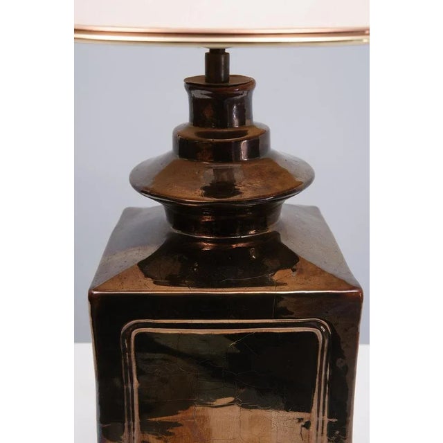 1970s Square Ceramic Table Lamp, France, 1970s For Sale - Image 5 of 12