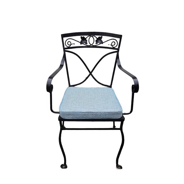 Mid-Century Modern 4 Wrought Iron Patio Chair Cushions For Sale - Image 3 of 6