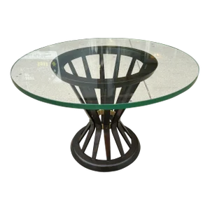 Edward Wormley for Dunbar "Sheaf of Wheat" Side Table With Glass Top 1960s