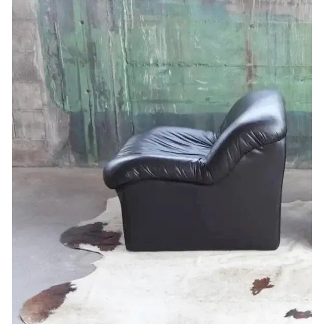 1980s Postmodern Black Upholstered Sculptural Lounge Chair, 1980s, (One Chair 2 Avail) For Sale - Image 5 of 12