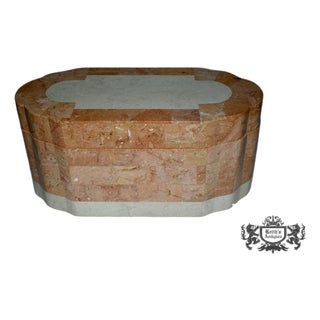 Vintage Maitland Smith ? 1980s Tessellated Velvet Lined Jewelry Case For Sale