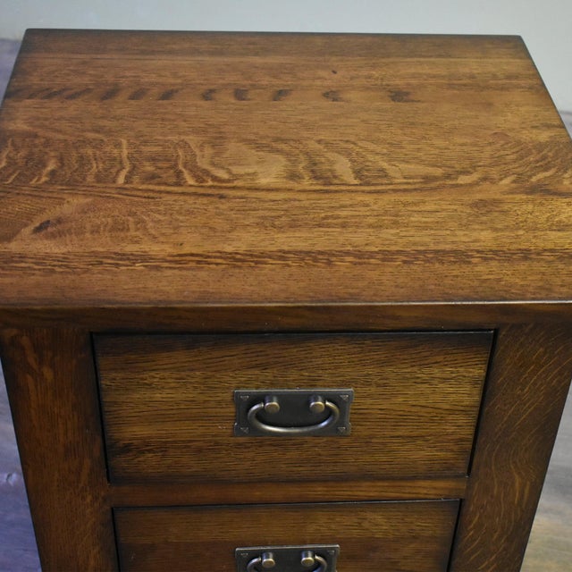 Mission Quarter Sawn Oak 3-Drawer Nightstand | Walnut For Sale In Chicago - Image 6 of 12