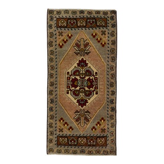 Turkish Mini Rug Oriental Hand Knotted Vintage Rug 1'8" x 3'6" #21165 For Sale