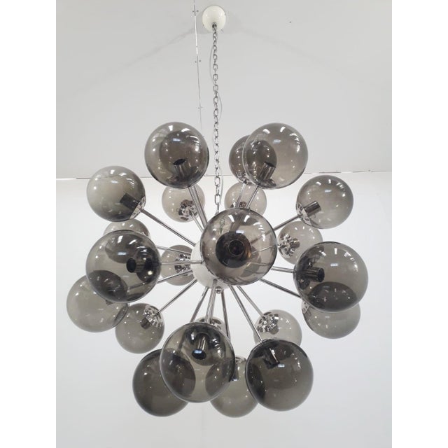 Fabio Ltd 21st Century Nova Polished Nickel Smoky Murano Sputnik Chandelier by Fabio LTD For Sale - Image 4 of 5