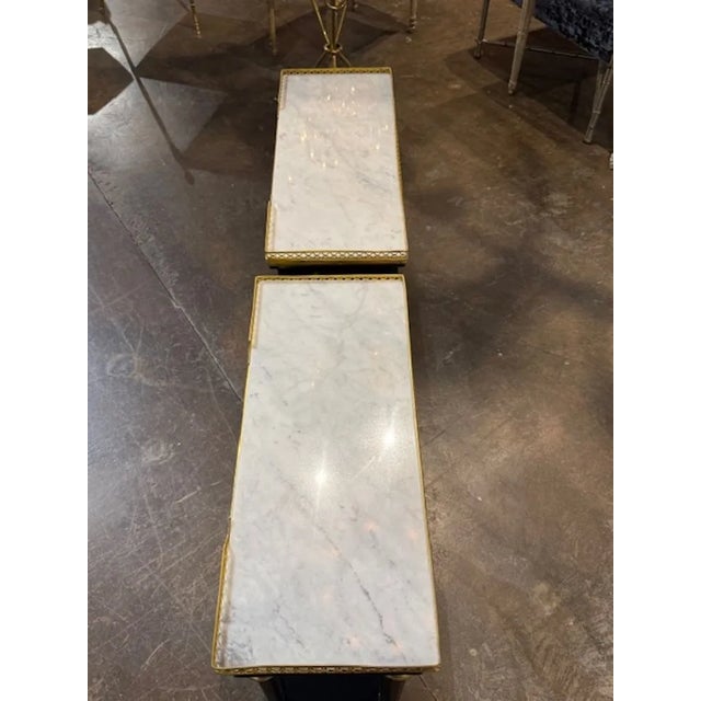 Transitional Pair of Black Lacquered Jansen Manner Tables For Sale - Image 3 of 5