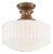 Thomas O'Brien for Visual Comfort Signature Milton Road Flush Mount in Hand-Rubbed Antique Brass With Ribbed White Glass For Sale