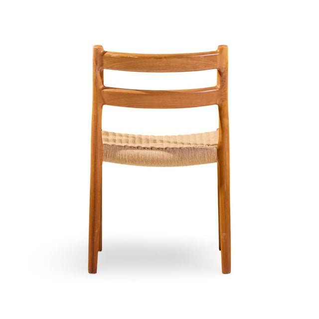 Brown Niels Møller Models 84 and 67 Mid Century Danish Teak and Rope Dining Chairs - Set of 6 For Sale - Image 8 of 18