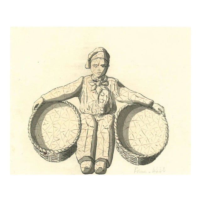 Candlesticks of Normandy, Original Ink and Watercolor, 1890s For Sale