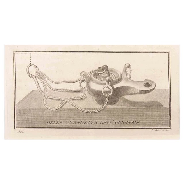 Filippo de Grado, Oil Lamp to Hang, Etching, 18th Century For Sale