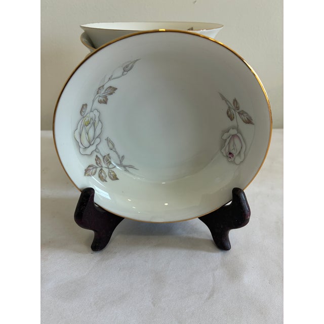 Early 20th Century Johann Haviland “Sweetheart Rose” Bavarian China Bowls, Gold Rim Floral Pattern - Set of 12 For Sale - Image 4 of 11