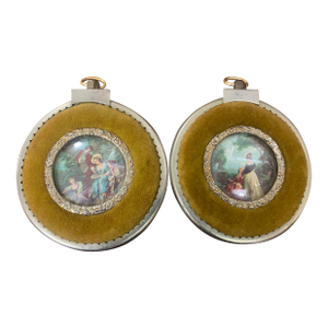 Antique Victorian Velvet Framed Miniature Portraits