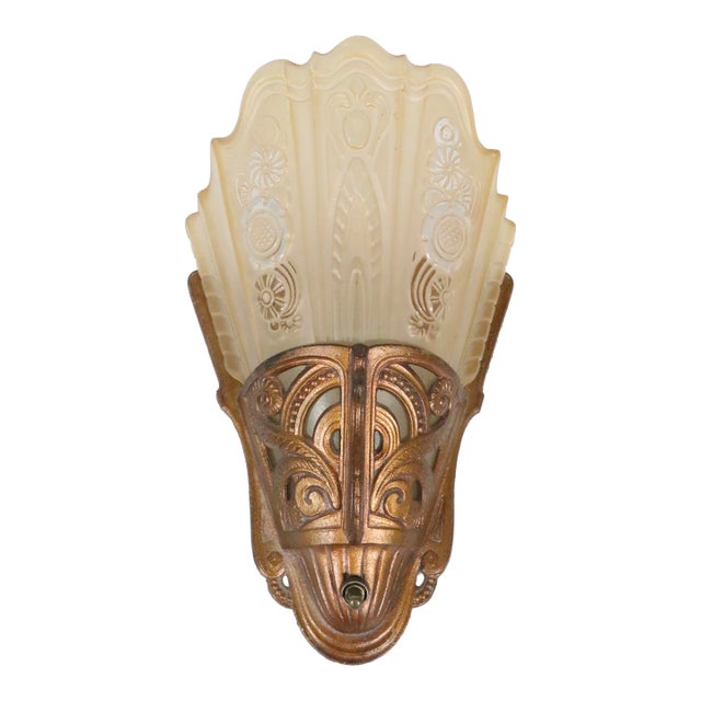 1930's Art Deco Lightolier Stylux Slip Shade Wall Sconce For Sale