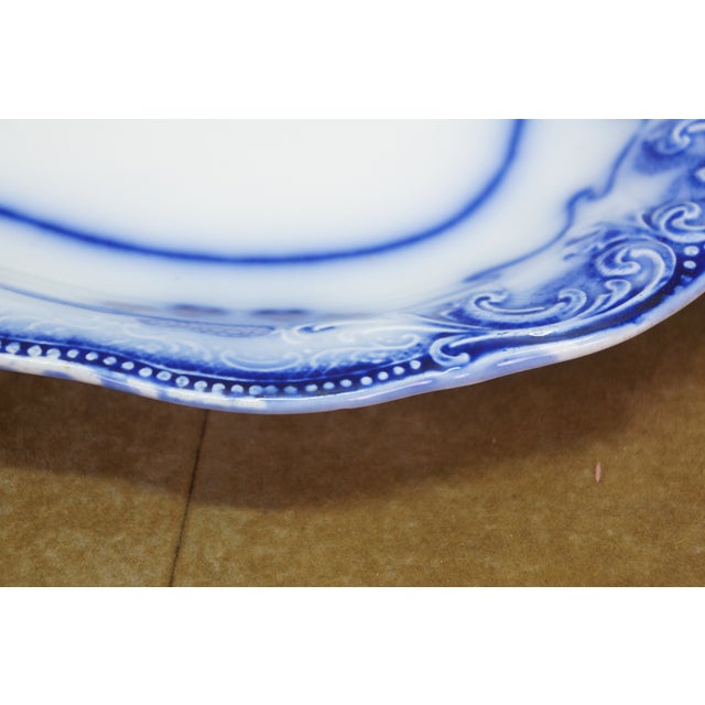 Antique Victorian W. H. Grindley "Lorne" Flow Blue Oval Serving Platter For Sale - Image 11 of 14