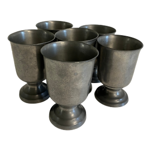 Set of 6 Vintage Pewter Goblets – Woodbury Pewter, Mid-20th Century