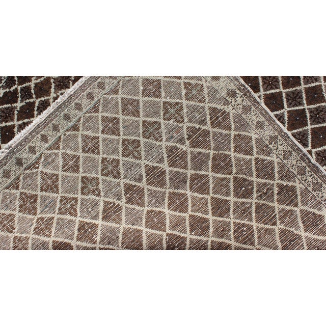 Turkish Rug With Modern Diamond Design in Brown Colors For Sale In Atlanta - Image 6 of 7
