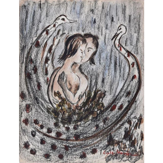 Peacocks is an original painting realized by Lucie Navier in the 1930s. Original tempera painting and pastels on...