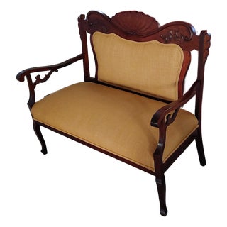 Antique Eastlake Settee Refinished and Reupholstered For Sale