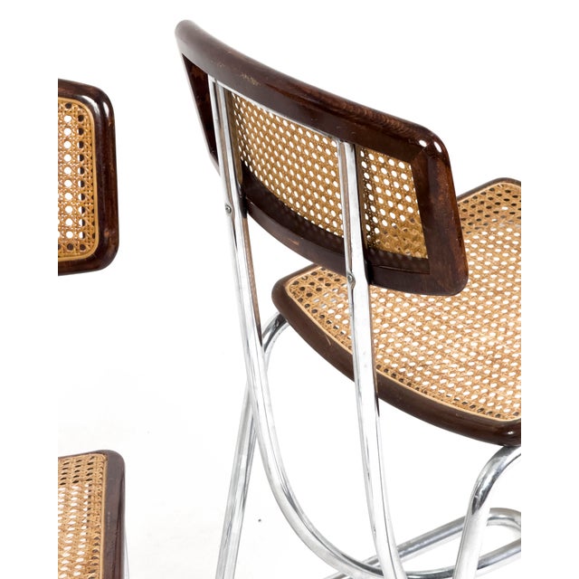 Vintage Cantilever Chairs in Chrome, Wood and Vienna Straw, 1970s, Set of 4 For Sale - Image 12 of 14