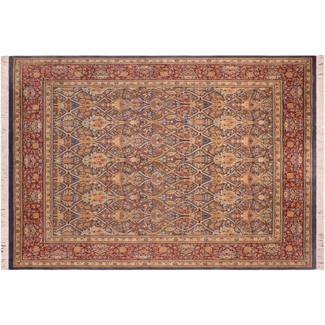 Red Elegant 1990's Pak-Persian Blue/Red Wool Rug - 8'1'' X 10'0'' For Sale - Image 8 of 9