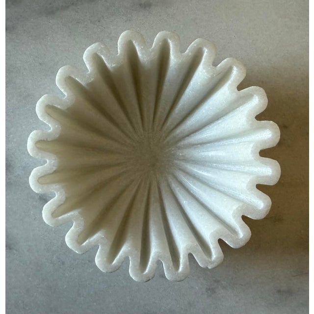 Marble Fluted Scalloped Bowl For Sale - Image 4 of 7