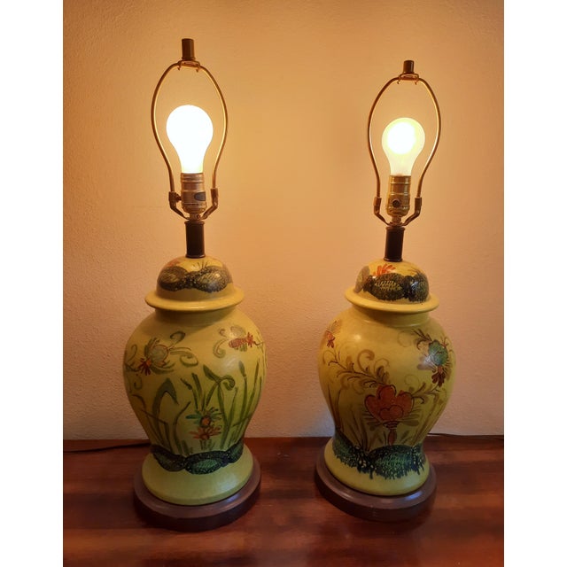 Italian Faenza Garofano Pottery Lamp Pair For Sale In Fayetteville, AR - Image 6 of 11