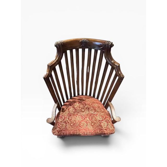 Red Vintage Mahogany Spindle-Back Armchair Attributed to Baker Furniture For Sale - Image 8 of 13