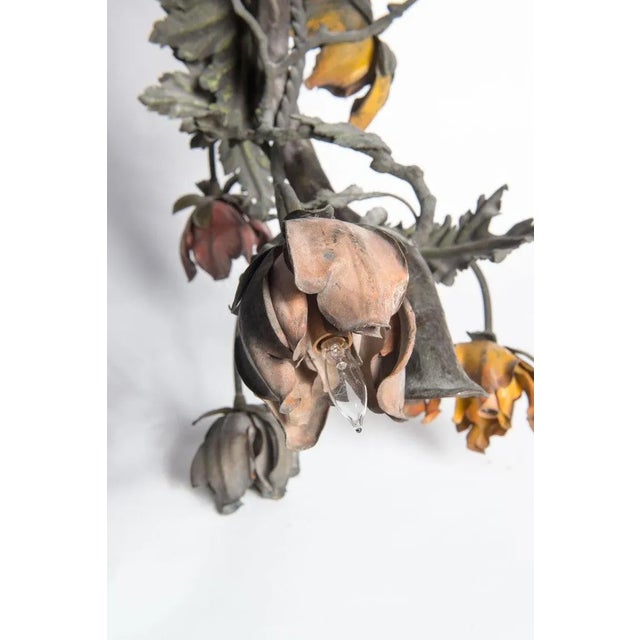 1920s Wrought Iron Floral Vine Chandelier For Sale - Image 9 of 13