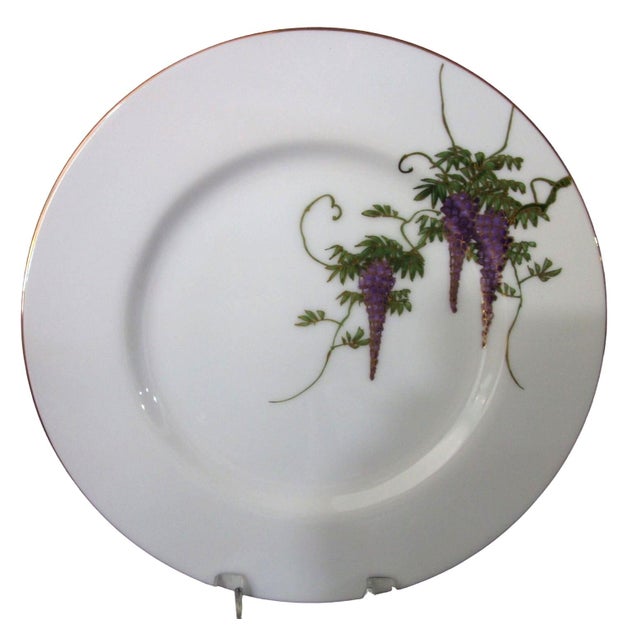 For Your Consideration: • Vintage Koshida Wisteria Garland Tea or Luncheon Plate • Created in Japan Between The 1930's and...
