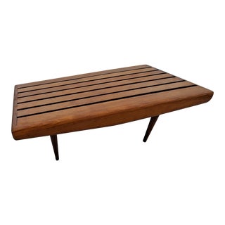 1960s Mid-Century Modern Wood Slat Coffee Table For Sale