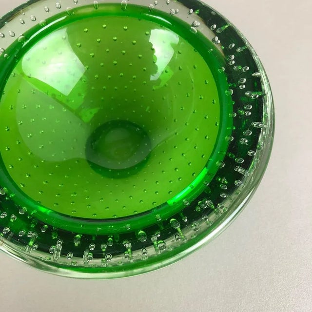Green Bullicante Murano Glass Ashtray, Italy, 1970s For Sale - Image 10 of 15