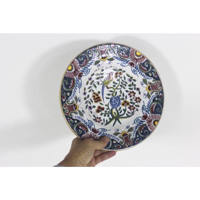 Vintage Hand Painted Netherlands Pottery Wall Plate For Sale - Image 4 of 6
