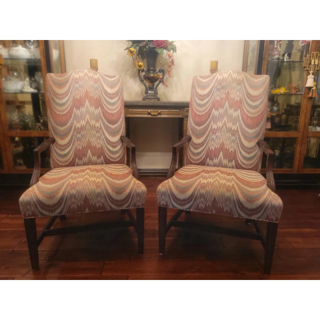 Mid 20th Century Pair of Vintage Upholstered Arm Chairs For Sale - Image 11 of 13